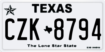 TX license plate CZK8794