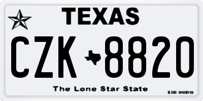 TX license plate CZK8820
