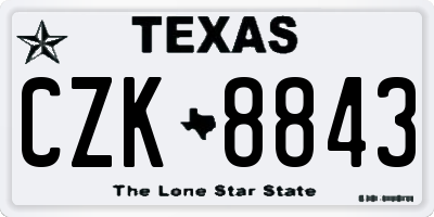 TX license plate CZK8843