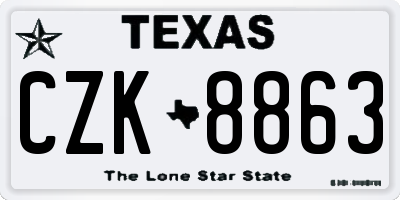 TX license plate CZK8863