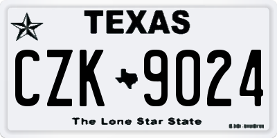 TX license plate CZK9024