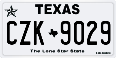 TX license plate CZK9029