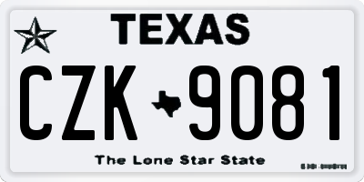 TX license plate CZK9081