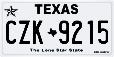 TX license plate CZK9215