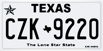TX license plate CZK9220