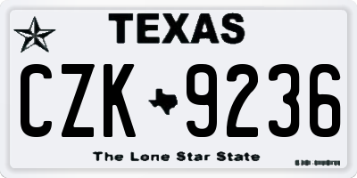 TX license plate CZK9236