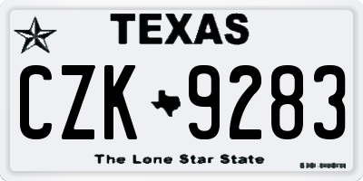 TX license plate CZK9283