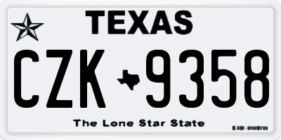 TX license plate CZK9358