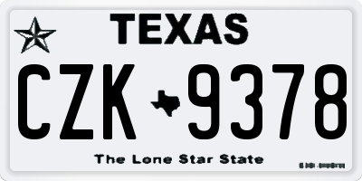 TX license plate CZK9378