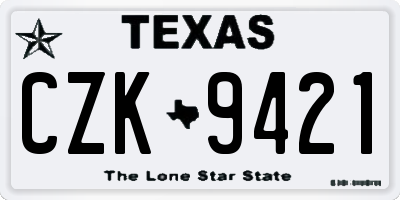 TX license plate CZK9421