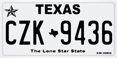 TX license plate CZK9436