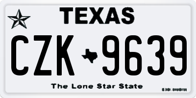 TX license plate CZK9639