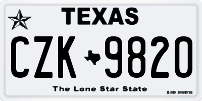TX license plate CZK9820