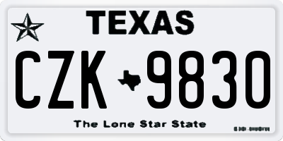 TX license plate CZK9830