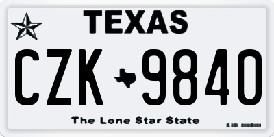 TX license plate CZK9840