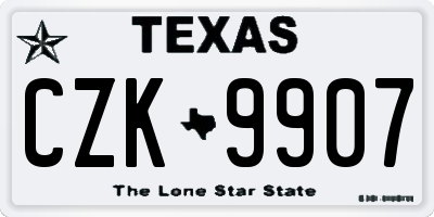 TX license plate CZK9907