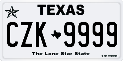 TX license plate CZK9999