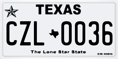 TX license plate CZL0036