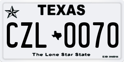 TX license plate CZL0070