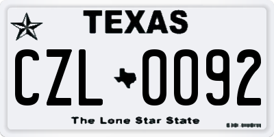 TX license plate CZL0092