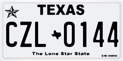 TX license plate CZL0144