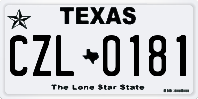 TX license plate CZL0181
