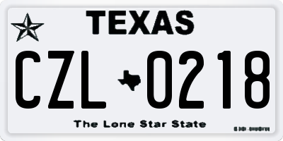 TX license plate CZL0218