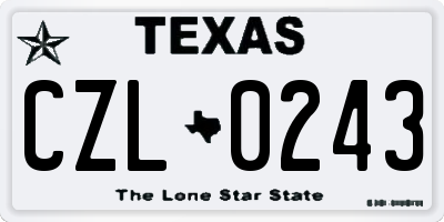 TX license plate CZL0243