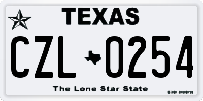 TX license plate CZL0254