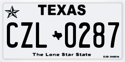 TX license plate CZL0287