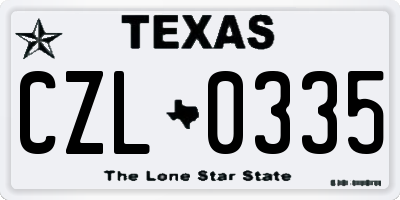 TX license plate CZL0335