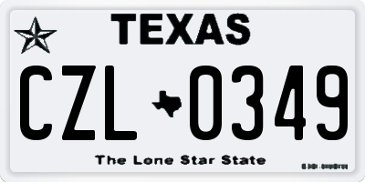 TX license plate CZL0349