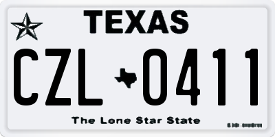 TX license plate CZL0411