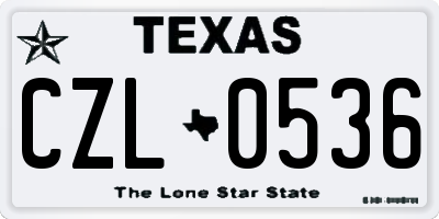TX license plate CZL0536