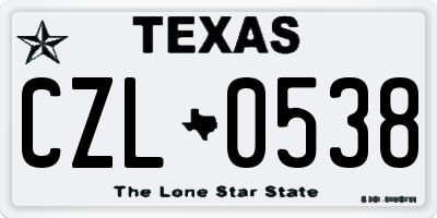 TX license plate CZL0538
