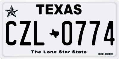 TX license plate CZL0774