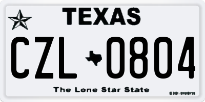 TX license plate CZL0804
