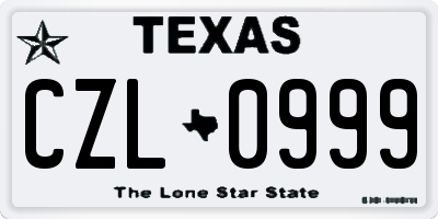 TX license plate CZL0999