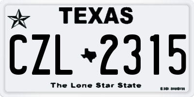 TX license plate CZL2315