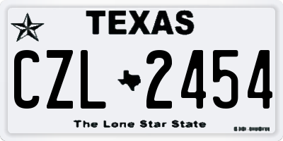 TX license plate CZL2454