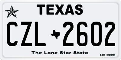 TX license plate CZL2602