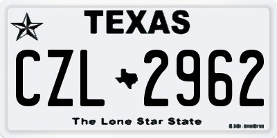 TX license plate CZL2962