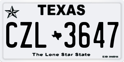 TX license plate CZL3647