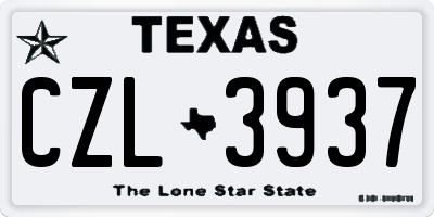 TX license plate CZL3937