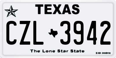 TX license plate CZL3942