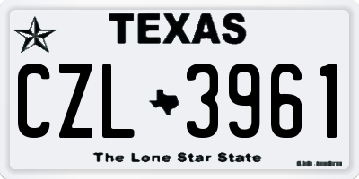 TX license plate CZL3961