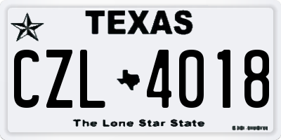 TX license plate CZL4018