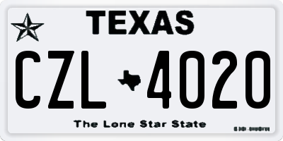 TX license plate CZL4020