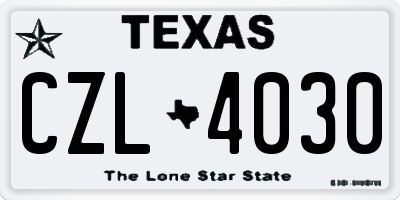 TX license plate CZL4030