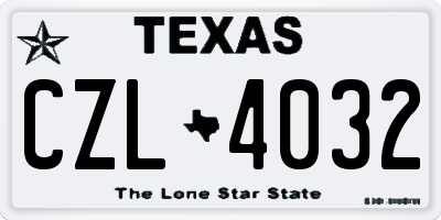 TX license plate CZL4032